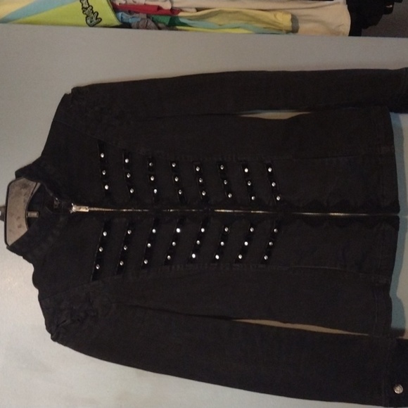 Tripp nyc Jackets & Blazers - Tripp NYC black goth punk military denim jacket size small vintage Y2K Victorian
